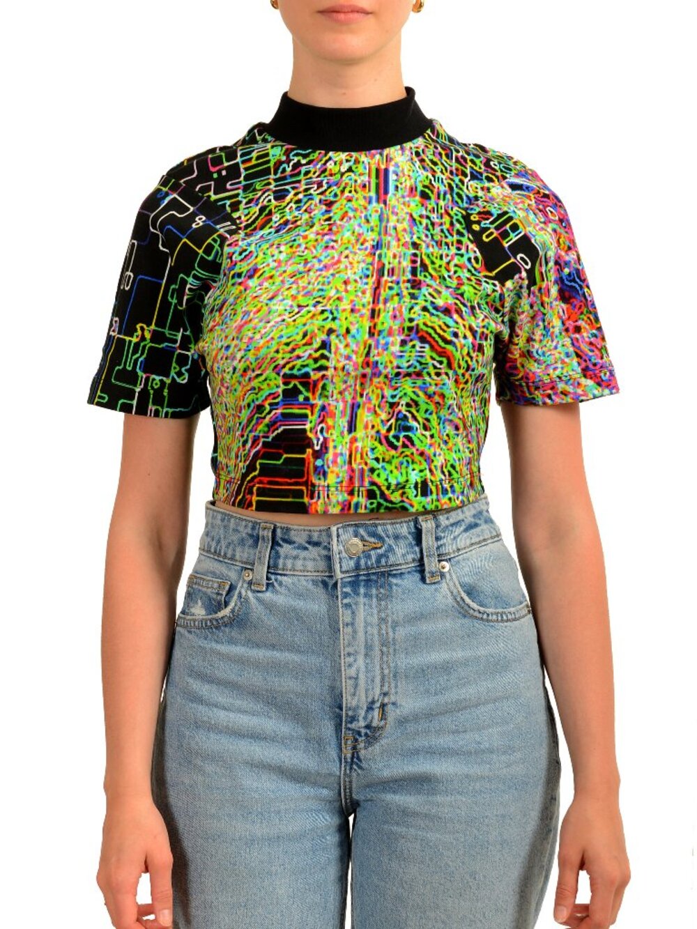 Scuderia Ferrari Women's "X-Spectrum" Print Cropped Top Shirt US XS IT 38